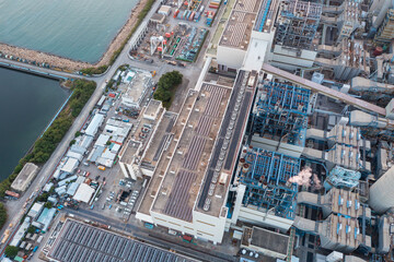 Sticker - Top view of a coal fired power station in Lamma island of Hong Kong city