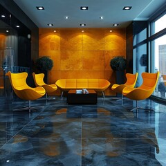 Wall Mural - office loft interior design, modern minimal waiting lounge, living room and wall design background