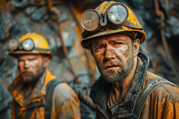 Miners in the mine, dedicated to the mining job, using machines for efficient resource extraction.