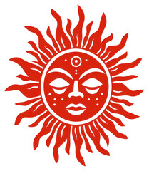 Wall Mural - PNG African tribal style sun logo creativity cartoon.