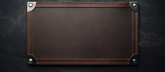 Poster - Metal frame featuring a leather tag, perfect for text, menu covers, banners, nameplates, and business backgrounds. Ideal for showcasing a copy space image.