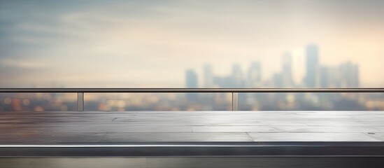 Aufkleber - Steel Platform creates an empty desk with a blurred background ideal for showcasing products in a copy space image.