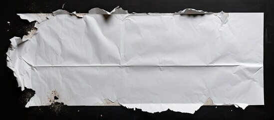 Poster - A torn white note paper attached to a black surface with visible adhesive tape, providing a backdrop for text or images in the copy space image.