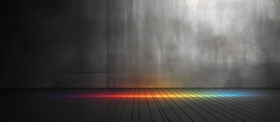 Poster - Abstract background featuring a black and white textured wall with rainbow refraction and a smoky play of light and shadow, ideal for copy space images.