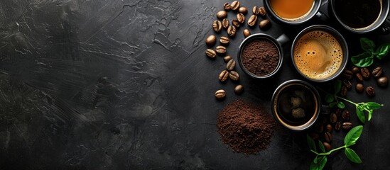 Fototapete - group selection of different Italian coffee type. Copy space image. Place for adding text or design
