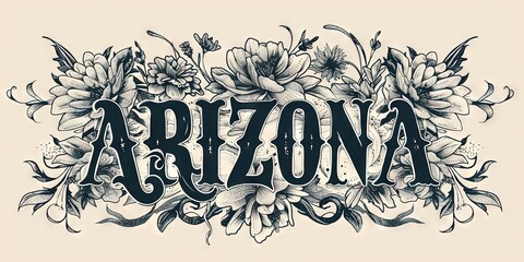 vintage tattoo style drawing, dark ink for arizona