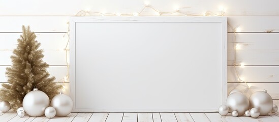 Aufkleber - Room adorned for New Year's celebration with a vacant white wooden board, ideal for incorporating your own design on the copy space image.