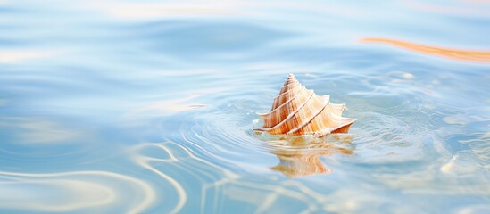 Poster - Close-up of a seashell in water, providing a serene and vacation-themed copy space image.