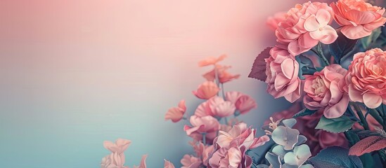 Aufkleber - beautiful artificial flowers background, vintage style; pastel background. with copy space image. Place for adding text or design