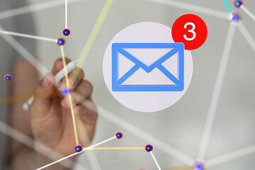 Aufkleber - mail communication support contact concept service