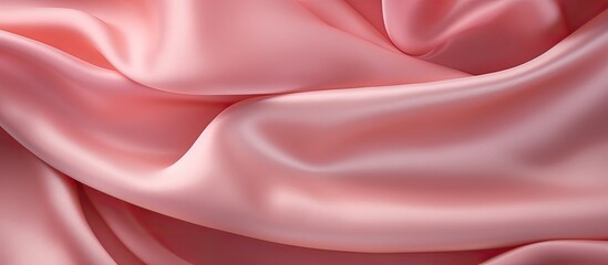 Wall Mural - Pink silk fabric texture resembling the color of a rose with a copy space image.