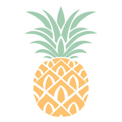 Wall Mural - A stylized pineapple illustration with green leaves and a yellow body