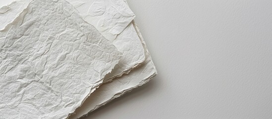 Aufkleber - Blank white Khadi paper contrasts with mulberry paper on a small square sheet with copy space image.
