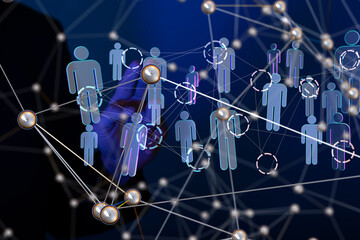 Poster - Neural network concept. Connected cells with links.