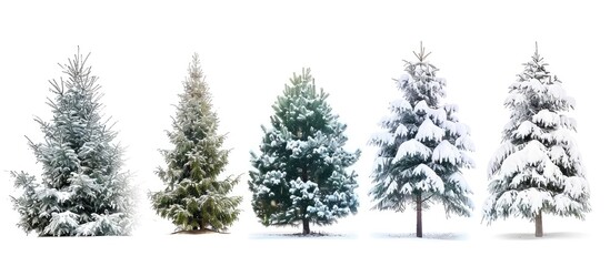 Poster - Christmas Tree collage. Christmas Tree in snow isolated over white background. Copy space image. Place for adding text or design