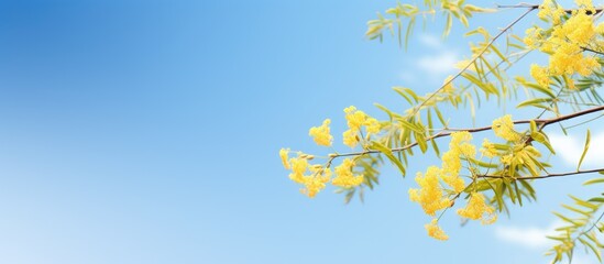 Aufkleber - A panoramic banner with Acacia branches against a blue sky, allowing for copy space image.