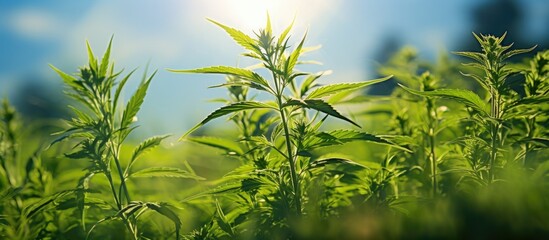 Wall Mural - Summer sun leads to the rapid growth of weeds, an ideal opportunity for botanical growth, perfect for a copy space image.