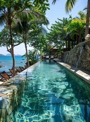 Poster - Luxury Pool With Ocean View In Tropical Island