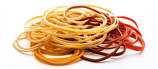 Poster - Rubber bands set against a white background, perfect for a copy space image.