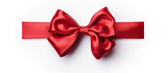 Poster - A bow featured against a plain white backdrop, providing space for adding text or other elements in the image. with copy space image. Place for adding text or design