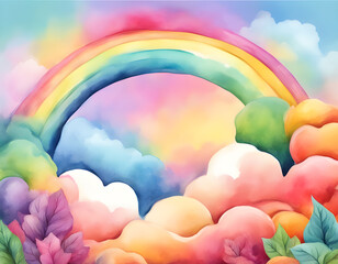 Wall Mural - illustration of colorful vibrant rainbow in watercolor style draw .