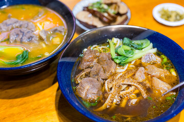 Canvas Print - Taiwanese famous food with sliced red braised beef noodles