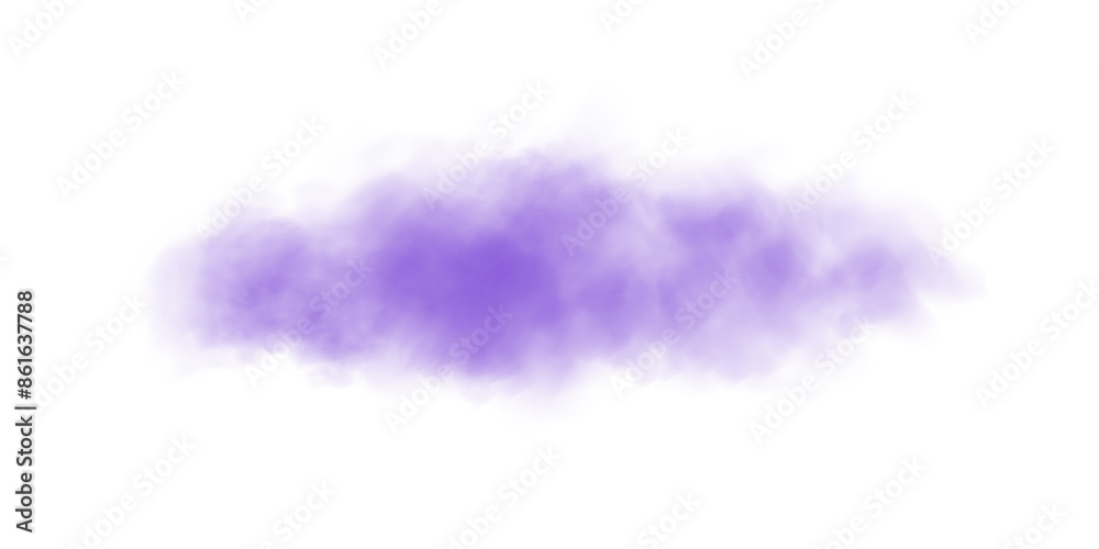 Purple fog or smoke. Purple smog clouds on floor. Cigarette smoke. Morning fog over land or water surface. Magic haze. Cloud, smoke, fog. PNG.