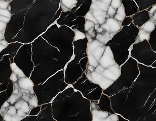 Wall Mural - Black and grey cracked natural marble background