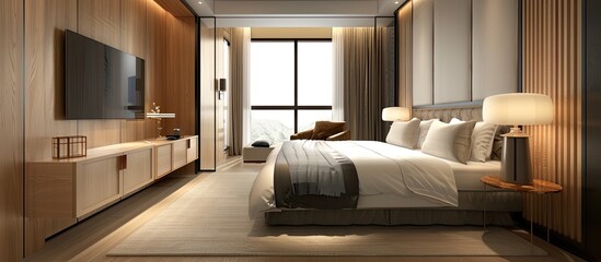 Aufkleber - Interior of modern comfortable hotel room. with copy space image. Place for adding text or design