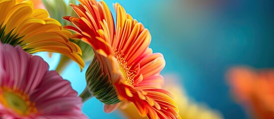 Aufkleber - Macro photography showcasing beautiful and colorful flowers with a captivating copy space image.