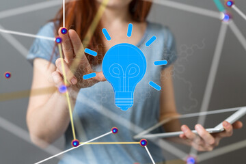 Poster - Neural network 3D illustration. Big data and cybersecurity