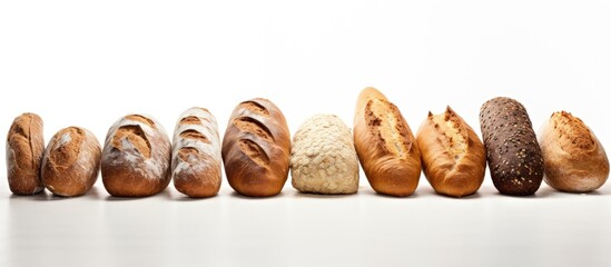 Leinwandbilder - Bread displayed with a white backdrop, suitable for adding copy space image.