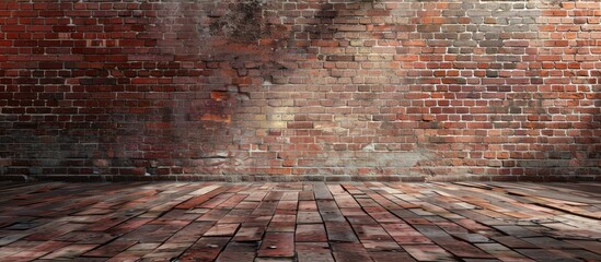 Poster - Background texture and brick floor display in copy space image.
