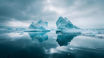 Poster - Dramatic and Haunting Melting Arctic Icebergs Revealing Impact of Global Warming