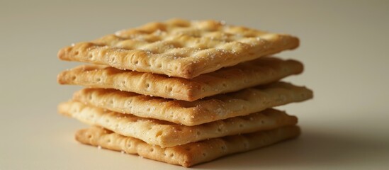 Leinwandbilder - Copy space image of a salt cracker on a plain background for design or text insertion.
