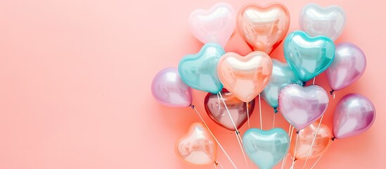 Poster - balloons heart on a pastel background Balloon  Party. with copy space image. Place for adding text or design