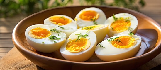 Poster - Uncooked eggs are a potential ingredient in a variety of dishes. with copy space image. Place for adding text or design
