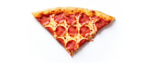 Poster - An image with a pizza slice pattern is shown against a white background, offering copy space. The view is from the top and the image is isolated, ideal for use as a wallpaper or background.