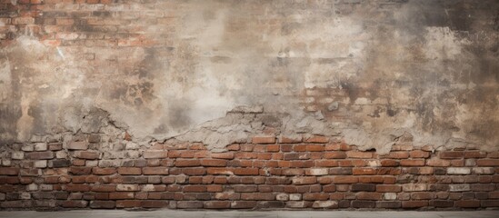 Poster - An abandoned building's brick wall with a weathered look, perfect for a copy space image.