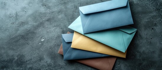 Poster - Envelopes accompanying sheets provide a space for mailing addresses; ideal for correspondence and official documents, presented with a copy space image.