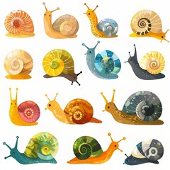 Wall Mural - Set of Snails Cartoon