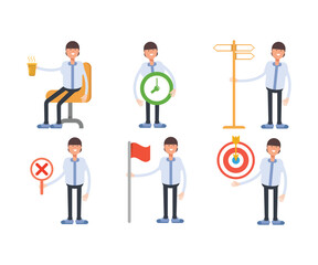 Poster - office worker characters in various poses vector illustration