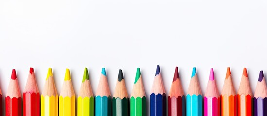 Aufkleber - Colored pencils on a white background with copy space image.