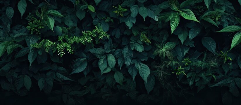 Lush foliage with a dark green color providing a beautiful backdrop for a copy space image.
