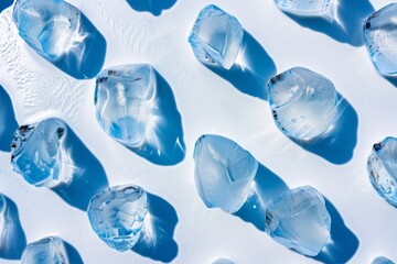 Leinwandbilder - Crisp Blue Ice Patterns on Bright White Background in Natural Sunlight