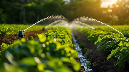 Poster - smart irrigation system in lush agricultural field utilizing automated sensors and sprinklers for ef