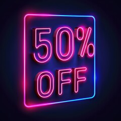 Wall Mural - Neon 50% OFF sign