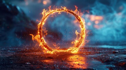 Wall Mural - neon flame circle
