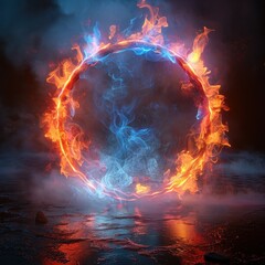 Wall Mural - neon flame circle