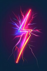 Wall Mural - Neon lightning bolt icon